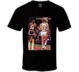 Generic Magic Johnson and Larry Bird Basketball Legends Fan T Shirt L Black