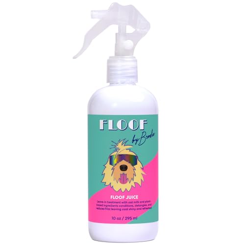 Floof by Brodie Floof Juice Dry Shampoo for Dogs - Hypoallergenic Conditioning Detangling - No Rinse Spray for Odor Control for Smelly Dogs, Waterless - Made in USA (10oz)