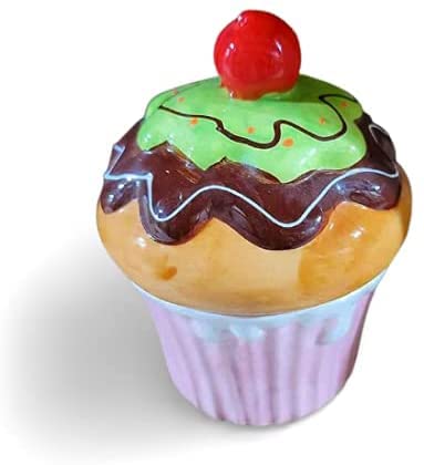 【Cupcake Cookie Jar】 クッキージャー陶器製 Buy HADAAYA Acute Cupcake Shaped Cookie Jar, Shabby Chic, with