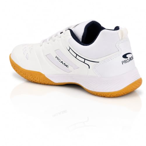 Image of Pro ASE Non-Marking Badminton Shoes - Lightweight & Durable, Perfect for Squash, Table Tennis, Pickleball & Indoor Sports | X-Cushion, Active Grip Sole, Toe Assist | Men, Women, Unisex | Blue,Black,White