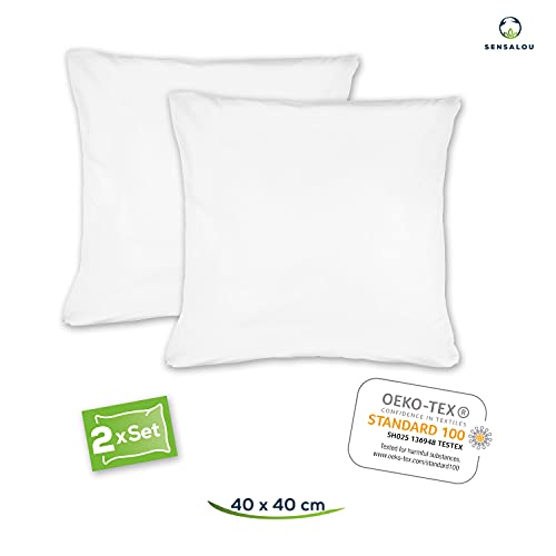 Sensalou Waterproof Pillow Protectors 40x40 cm, 2 Pack in 7 Sizes White Zipped Covers Hypoallergenic Pillow Cases - Image 2