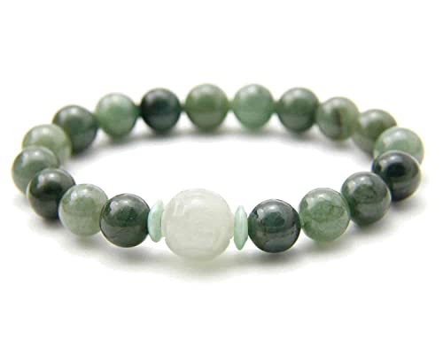 agathe création JBA062301 Bracelet en Jade véritable. Perles de Jade Naturelles - Porte Bonheur -...