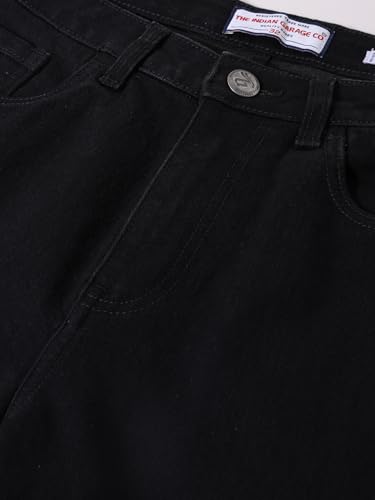 Image of The Indian Garage Co Men Slim Straight Fit Solid Mid-Rise Stretchable Jeans