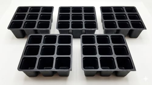 Image of Bio Blooms Agro India Pvt Ltd | Seedling Tray, Plastic Germination Tray for Seed Starting (9 Cavity, 5, Count)