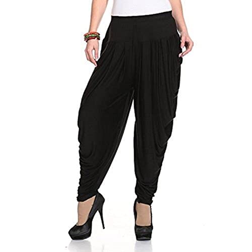 Legis Viscose Relaxed Yoga Fitness Active and Dance Wear Dhoti Pants for Women One Size - Black