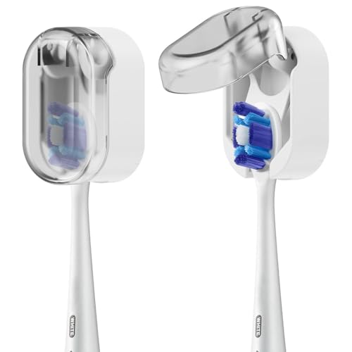 Portacepillos de dientes 2 piezas antipolvo - Soporte cepillo de dientes eléctrico para pared sin taladro, Adhesivo Porta cepillos de dientes baño, Organizador baño, niños, adultos
