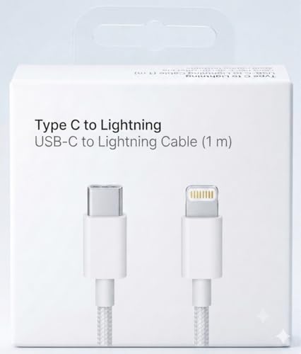 Image of USB-C to Lighting Cable compatible with iPhone | 60W Fast Charging | Braided | White | 1 Meter
