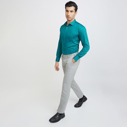 Image of Park Avenue Men Pure Cotton Slim Fit Structure Pattern Semi Cutaway Collar Formal Shirt