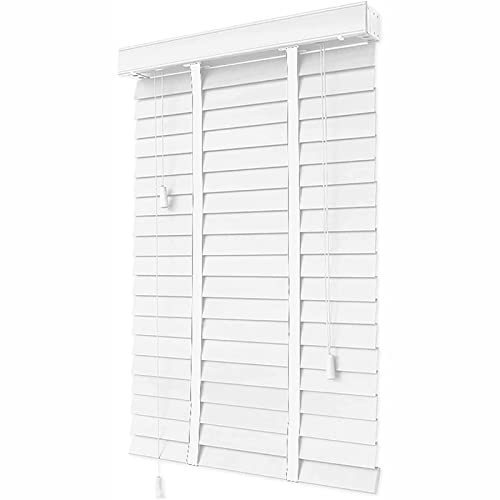 Store horizontal en bois massif blanc de qualité supérieure 45x160cm - 2