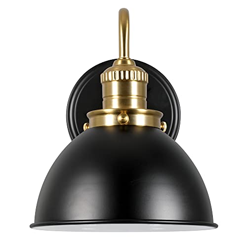 Image of Design House Savannah Rustic Farmhouse Wall Light, Dimmable, Satin Gold, Matte Black Metal Shade, 8 in x 9.5 in x 10.13 in, 588293-BGD