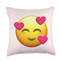 cute yellow emoticon pink heart Throw Pillow