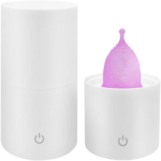 Menstrual Cup Steam Steriliser, Menstrual Cup Cleaner, Sanitiser, Kills Germs, Compatible with All Period Cups, Discs, Modern Design, Automatic Shut Off, Safe, Easy to Use