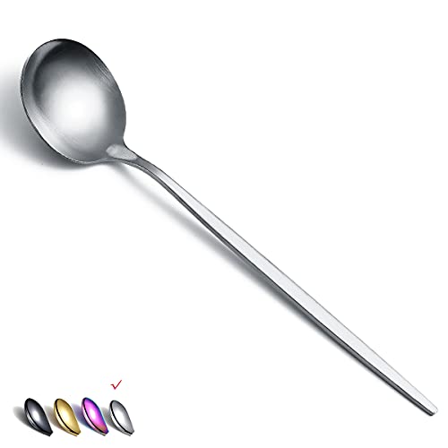 Matt Silver 6 Piece Stainless Steel Tablespoons, Soup & Dessert Spoons - 8.1 Inch, Dishwasher Safe