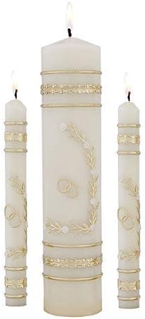 Autom Flwrs Ring Wedding Cndle Set