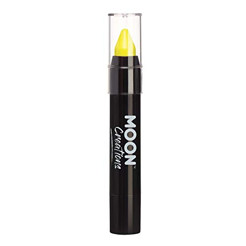 Moon Creations Face Paint Stick Body Crayons | Yellow | 3.2g | Sweat Proof & Water-Resistant Face Paint | Cruelty Free Made in UK | For Kids Adults Fancy Dress Festivals Halloween