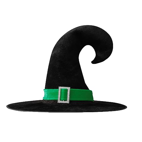 GPAHRRDNIJ Halloween Witch Hat Wide Brim Pointed Hat for Wizard Men Costume Cosplay Party Accessory (Green)