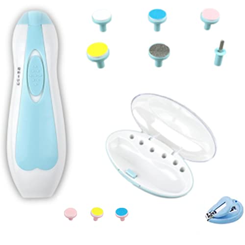 Image of Baby Nail Trimmer, 10 in 1 Upgraded Electric Baby Nail Clipper Safe Manicure Kit Baby Fingernail Clippers with Light, Baby Nail Grinder Toes Care Trim Polish Grooming Set with Nail Clipper (Blue)