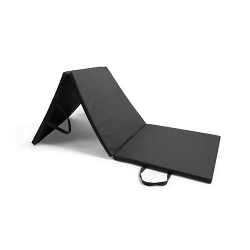 Image of STAG Multi-Purpose Foldable Fitness MAT 180 cm X 60 cm X 30 MM Use as Tumbling mat, Gymnastics mat, Crash pad Thick Foam for Both Men and Women, Black