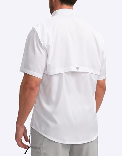 Pudolla Men's Fishing Shirts with Short Sleeves, Summer Travel Work Shirts, Button Down with UPF50+ and Zipper Pockets3