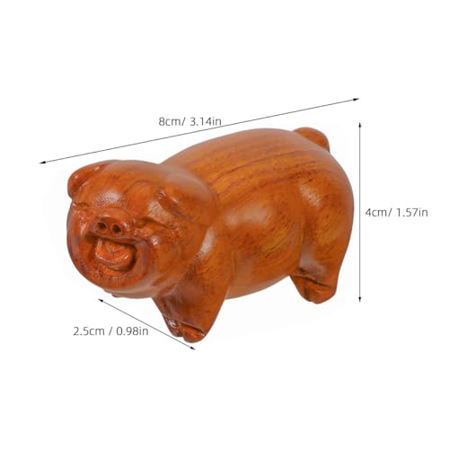 Estatua de Cerdo de Madera Tallada para Decoración de Escritorio miniatura 2
