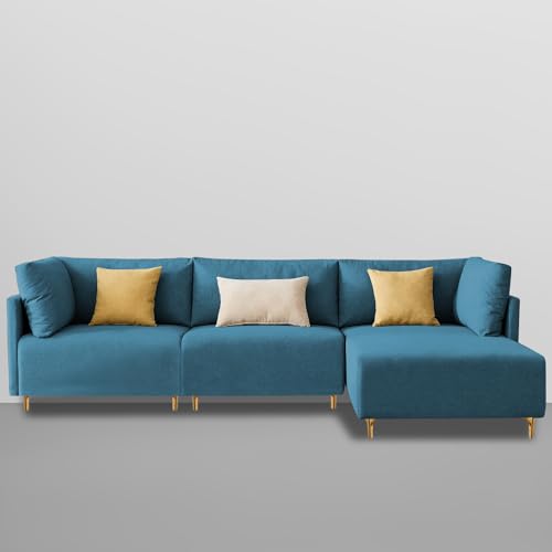 Image of Carina RHS 4 Seater L Shape Sofa Set for Living Room (Turquise Fabric) Premium Fabric Sofa