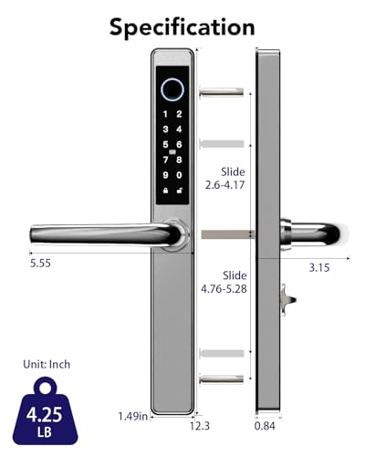 Blusafe Smart Lock Fingerprint Door Lock Smart Deadbolt, Smart Lock for Front Door Children Proof Suitable for Metal Doors, Suitable of 40-90mm (Not Suitable Patio Mortise Lock)(OSP Frosted Silver) thumbnail 2