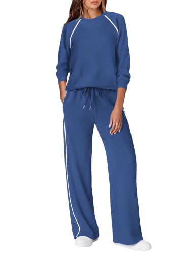 Ekoauer Lounge Sets for Women 2 Piece Matching Outfits Blue Small - image 1