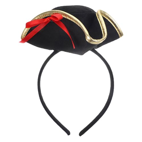 Chapeau de pirate femme avec noeud et bord doré pour cosplay