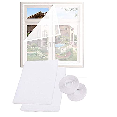 2 Pack Mosquito Net for Windows,Fly Window Screen Mesh Insect Netting 1.3m x 1.5m Bug Bee Mosquito Protector with 2 Rolls Self-Adhesive Tapes [10mm Wide] (130x150cm, White)