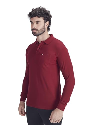 Image of Men's Cotton-Rich Full-Sleeve Polo T-Shirt with Pocket Premium Pique Fabric Casual & Stylish
