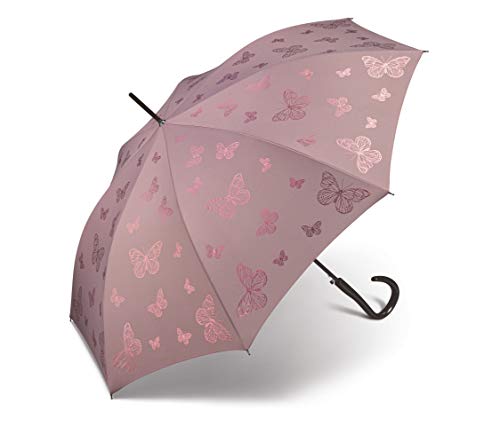 Preisvergleich Produktbild Pierre Cardin Damen Regenschirm Stockschirm mit Automatik Papillion metallique mit metallic Schmetterlingen