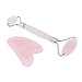 Produktbild Jade Roller Massagegerät, Rosenquarz Gesichts Roller, 100% echter Jade Stone, für Gesicht Augen Hals - Silber