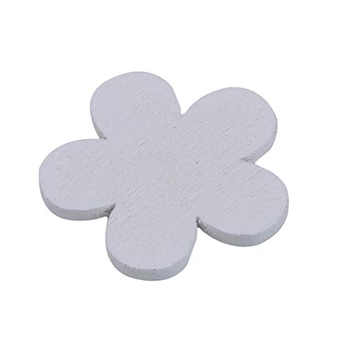 Hengxing DIY Flower Heart Shape Wood Embellishment Wedding Party Home Scrapbooking Sewing Craft,White Flower