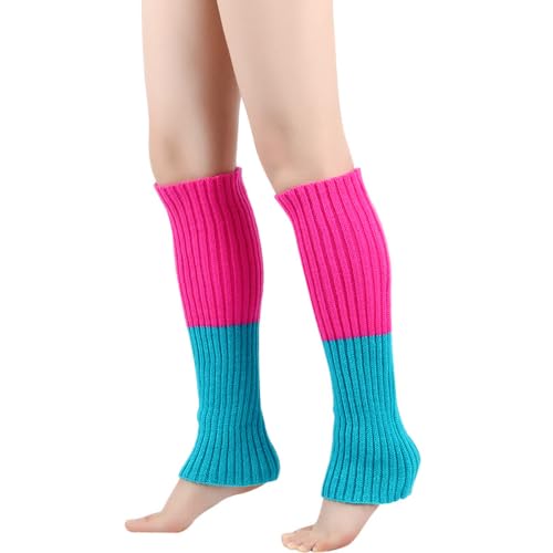 Image of Women Juniors Knitted Leg Warmers 16 inch Neon Colors Dance Halloween Accessory | 80s Party,Yoga Sports Fitness,Warm and Cozy,One Size Fits Most