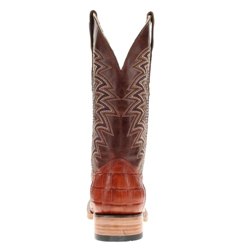 Image of Vaccari Men's Navarro Genuine Alligator Tail Leather Broad Square Toe Cowboy Boots