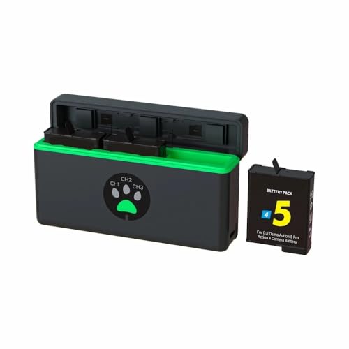 Cargador de 3 ranuras con batería Osmo Action 4 de 2100mAh recargable de larga duración 6