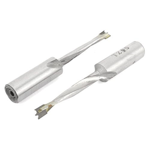 Aexit 2PCS Silver Wood Drill Bits Tone Woodworking Carbide Tipped Brad Point Straight Shank Boring Drill Bit Tool 5mm Brad-Point Drill Bits x 68mm