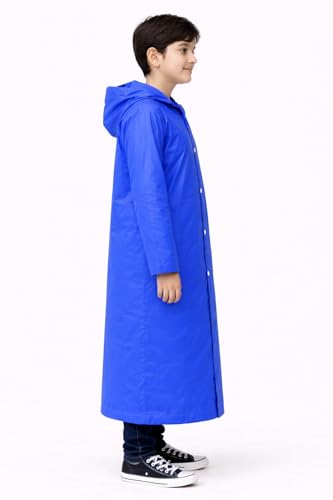 Image of Nephar Boys & Girls Waterproof Hooded Raincoat | Long Rain Protection Jacket | Lightweight Windproof Monsoon Wear | Kids Outdoor Rain Coat