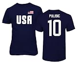GamesDur USA #10 Pulisic World Soccer Football Fans Adult Unisex T-Shirt (Navy, Medium)