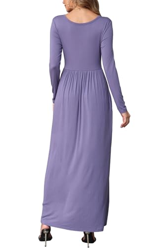 Image of EUOVMY Women's Long Sleeve Loose Maxi Dresses Casual Long Dresses with Pockets