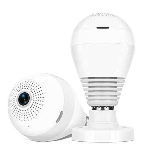 DDLC 4MP Smart WiFi Bulb CCTV Camera | 360° Panoramic View | HD Night Vision | Motion Detection | Two-Way Audio | Wireless WiFi Bulb Camera for Home Indoor with Mobile App V380 Pro (Bulb Camera)
