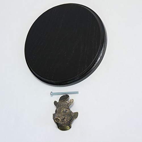 GTK - Geweihe & Trophäen KRUMHOLZ Placa de cuña para armas, placa de trofeo, redonda, oscura, AF 15 cm, con cabeza de cuña, adorno pequeño