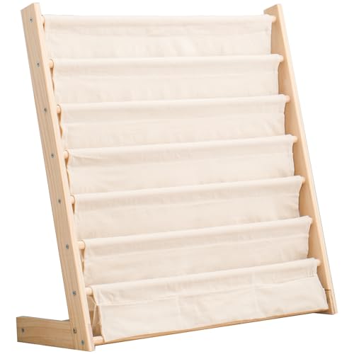 HaoGZMZFCL 7 Tier Wood Bookshelf for Kids Books Storage Organizer Natural Wooden Book Shelves for Study Room Living Room (29.52