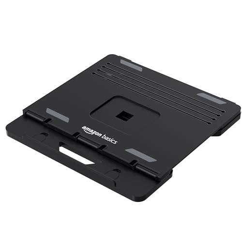 Image of amazon basics Adjustable Laptop Riser Stand | Wide Compatibility | Multiple Adjustable Angles | Ventilated & Secure Design