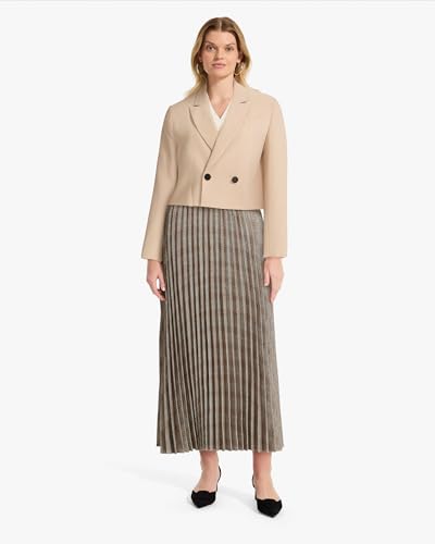 Blazer Anne Klein café clair en sergé fluide avec boutons croisés taille 16