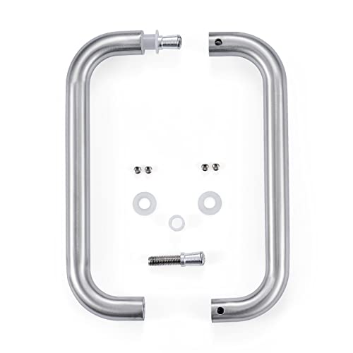 Ranbo Hardware 6" Back To Back Commercial Grade-304 Stainless Steel Push Pull Door Handle Compatible With 1/4" To 1/2" Thickness Glass Door For Frameless Shower Doors, Brushed Nickel #TOP2