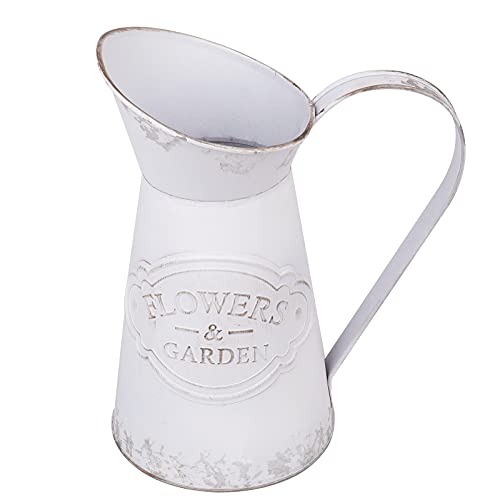 SOUJOY Rustic Shabby Chic Vase, Vintage Galvanized Flower Vase, Metal Vintage Milk Jug Vase, French Style Farmhouse Decorative Pitcher for Home Decor, Photo Props, Sparklers for Weddings