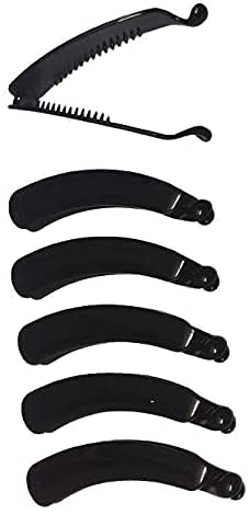 OMINDRA collection Women's Plastic Hair Banana Clips/Claws (Black) 6 Pieces