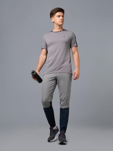 Image of TECHNOSPORT Mens Woven Regular Fit Activewear Joggers for Running, Gym, Sports and Regular Use Stretchable, Colorblock and Antimicrobial