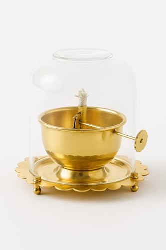 DECOREHUB Pure 100% Brass Akhand Diya with Adjustable Bati Knob, ...